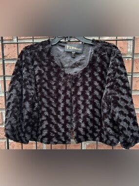 Furrocious Black Faux Fur Open Jacket Premium "festival-ready”